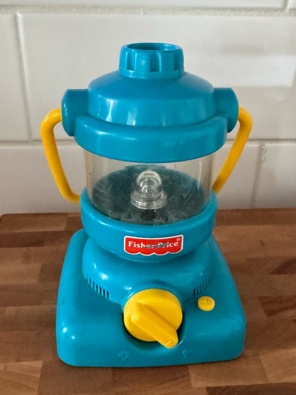 Vintage 1997 Fisher Price Teal Blue Yellow Toy Lantern Working Light